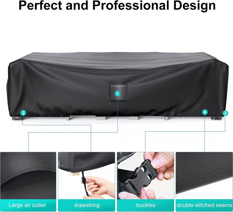 BROSYDA Patio Furniture Covers, Heavy Duty Outdoor Furniture Cover Waterproof, Sectional Sofa Set Covers Table and Chair Set Covers, 102""L  74""W  28""H - Image 5